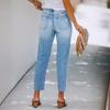 Jeans Summer Temperament Simple Holes Slim Slim Wash Denim Trousers Women