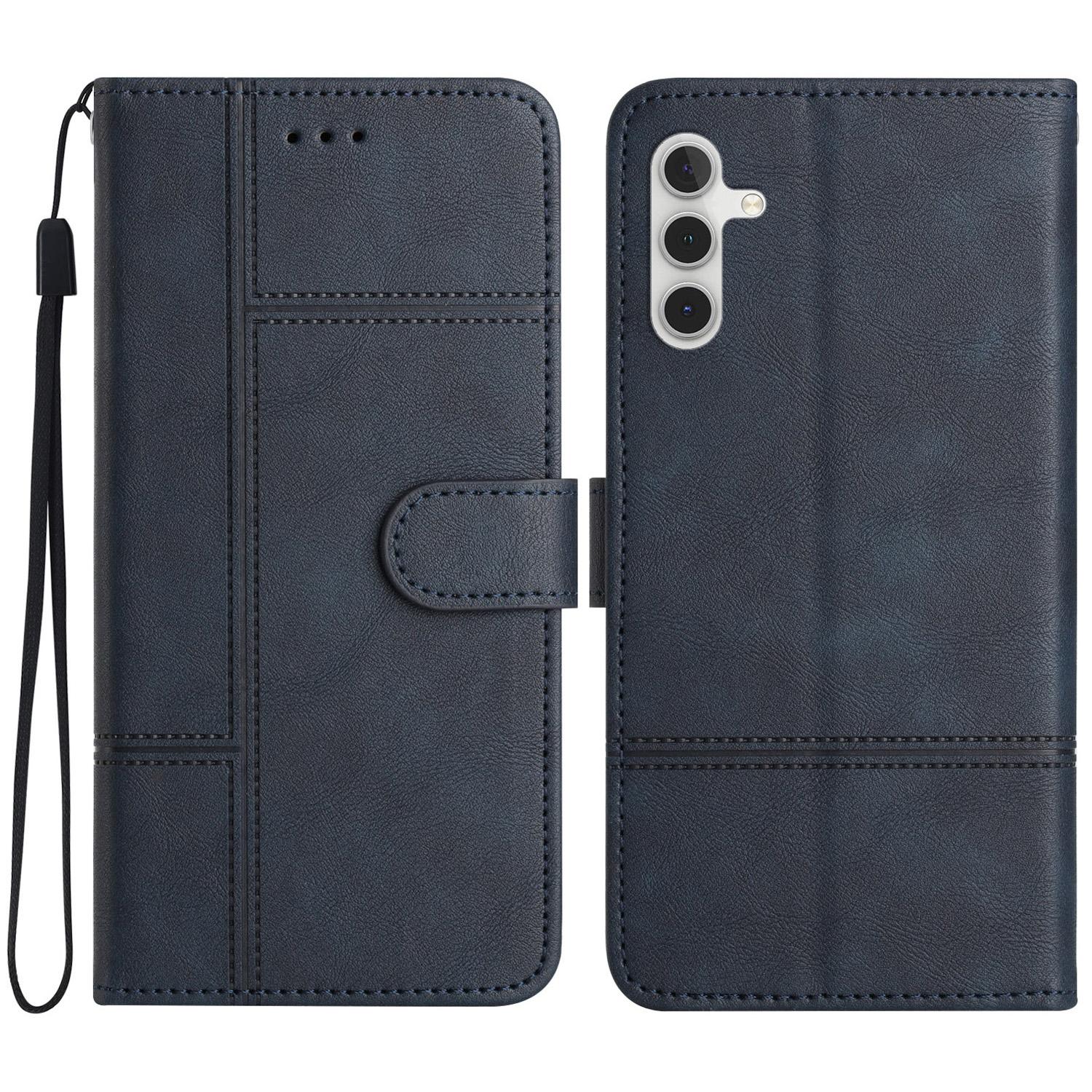 

Чехол-кошелек для Samsung Galaxy S24 FE из кожи с текстурой коровьей шкуры Blue