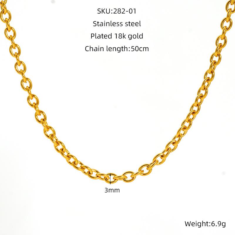 New titanium steel simple light luxury sweater chain new gold necklace stacked with cold