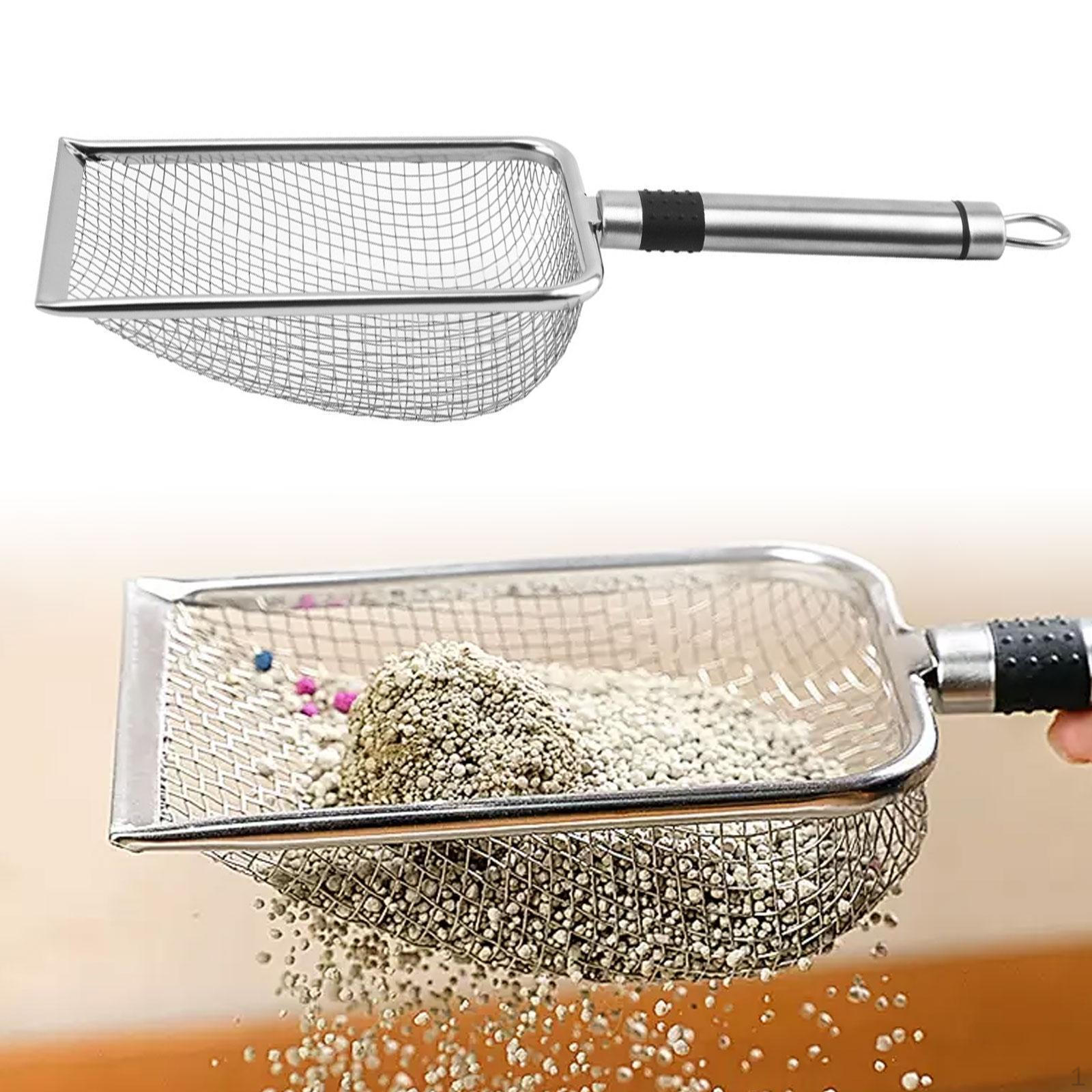 

Cat Litter Scooper Kitten Mesh Long Handle Sifting Sand Lifter Easy to Clean срібний
