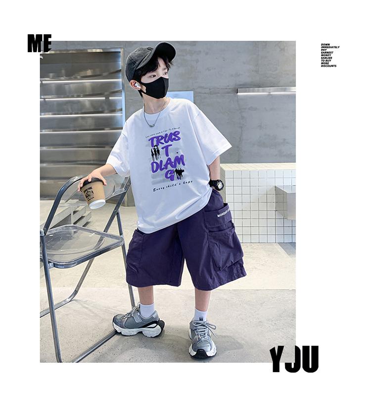 Boys' summer suit short sleeved loose 2026 new style children's summer boys' T-shirt two-piece set, men's god cool and handsome