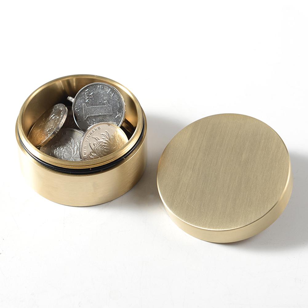 Shockproof Sealed Waterproof Brass Box Pill Container Nuts Candy Dustproof Moisture-proof Space-saving Organizer