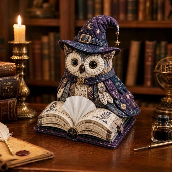 huaqianguhh DIY Tissue Box Cover Kit, Owl Shape, Soft Textures Patchwork Sewing Handmade for Handicraft Enthusiast Beginners