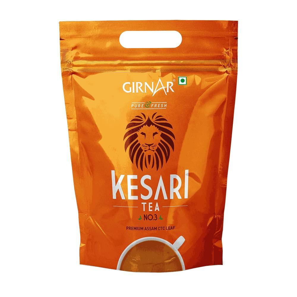 Girnar Kesari Black Tea Loose Leaves 1 Kg Pouch Strong CTC Chai Brew For Milk Tea Lovers Daily Kadak Taste Experience