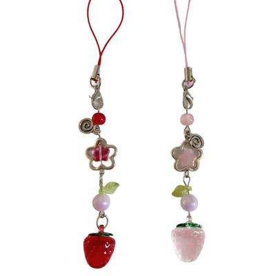 Cute Bag Pendant Portable Phone Chain Strawberry Shape Stylish Phone Jewelry Phone Pendant for Parties and Gatherings