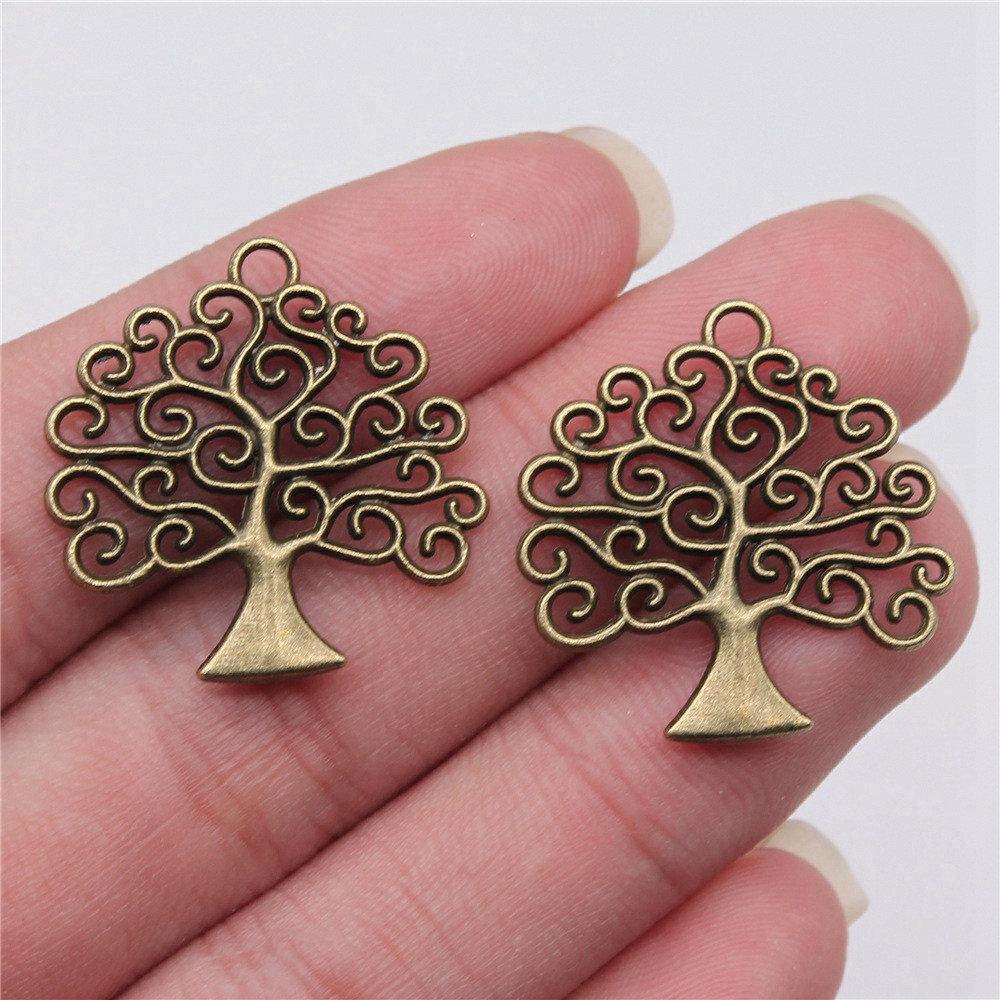 Charms Round Tree Of Life Pendants Vintage Jewelry Supplies QC109