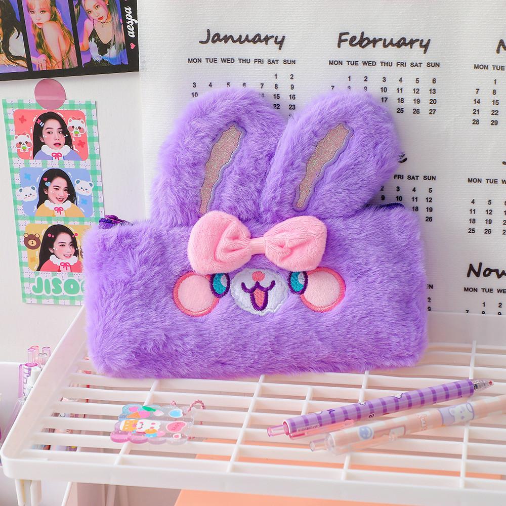 

Cartoon Bow Rabbit Pencil Case Large Capacity Stationery Storage Desktop Bag фіолетовий