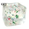 Christmas Stocking Stuffers Stress Cube Fidget Toy, Transparent Squeeze Toy with Glitter, Relaxation Hand Ball Sensory for Anxiety Relief &