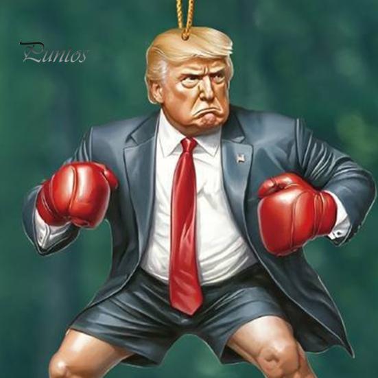 2024 Christmas Advent Calendar Ornaments 24 Days Countdown Trump Acrylic Car Pendant Rearview Mirror Decor Home Office Xmas Tree Favours