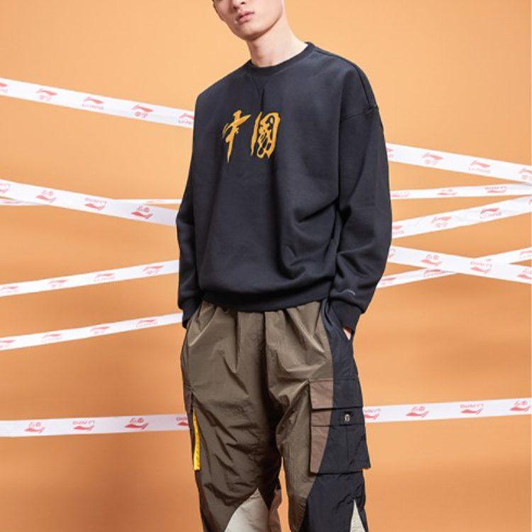 Li Ning Sweatshirts Unisex Black Crew Neck Moderate Regular AWDQB40-4