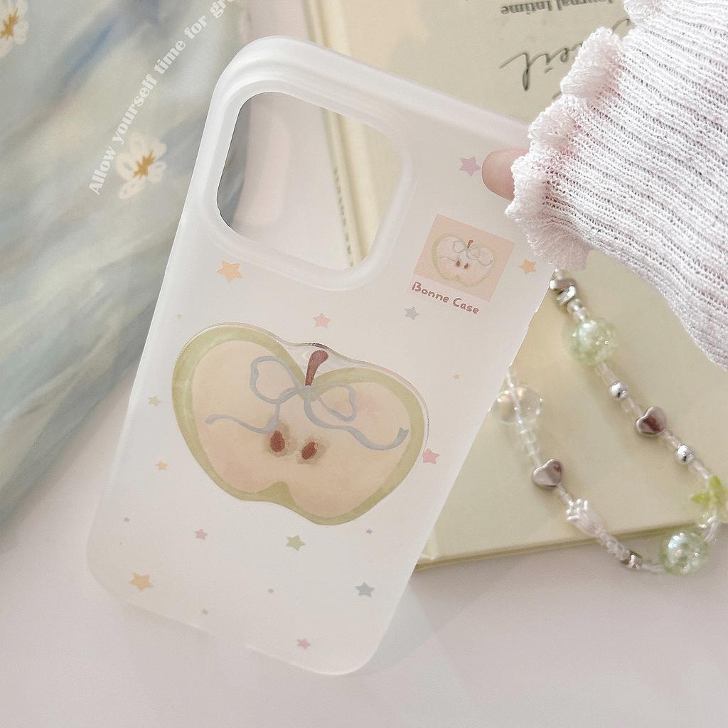 Green Apple Stand is suitable for Apple devices16promax Phone case iphone15Niche graffiti14Silicone17Lanyard