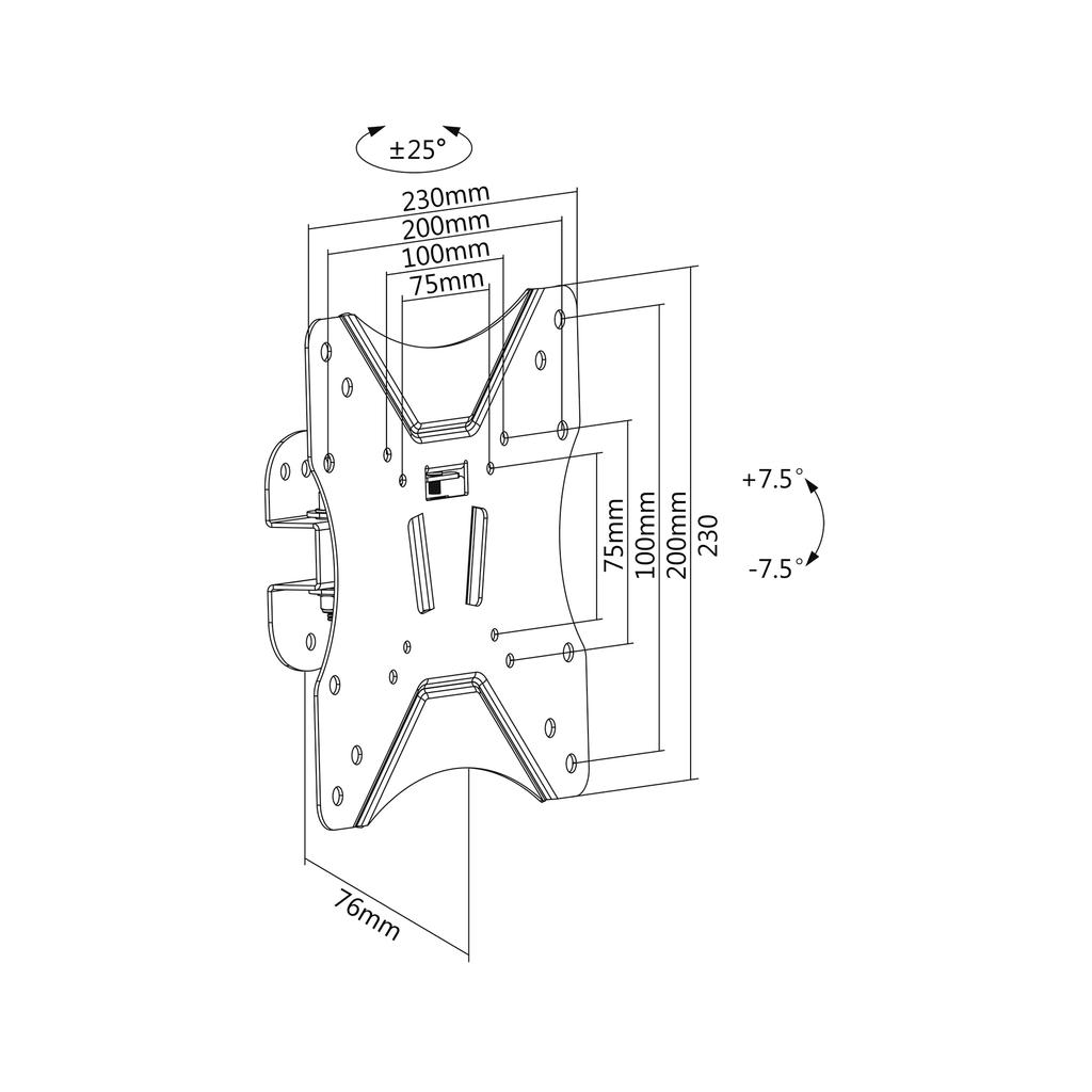 Black wall mount max 25kg 23"-42"" Cabletech