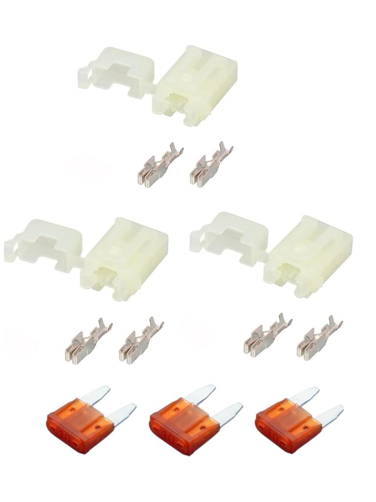E&K726 Fuse Holder Set of 5 Automotive DIY Power Outlet (3 Mini Flat Fuses with Fuses))