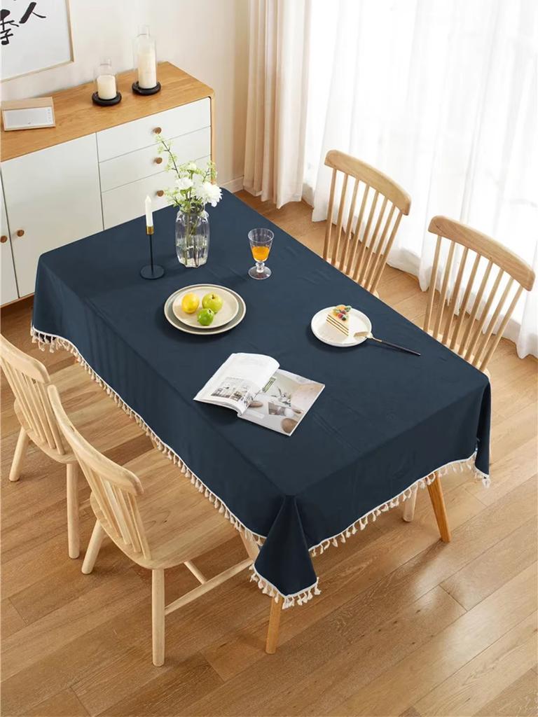 Pure Color Fringed Tablecloth, Durable and Eco-friendly Tablecloth, Suitable for Wedding, Hotel, and Home Decoration