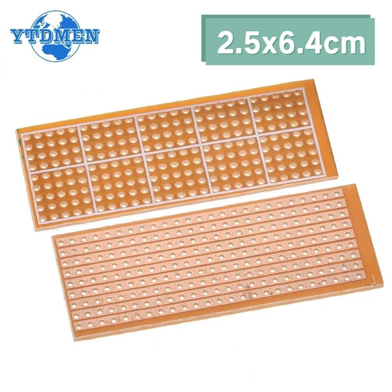 Single Side PCB Board 2.5x6.4cm DIY Universal Experiment Matrix Circuit Boards Single Row Continuous Hole 25x64mm