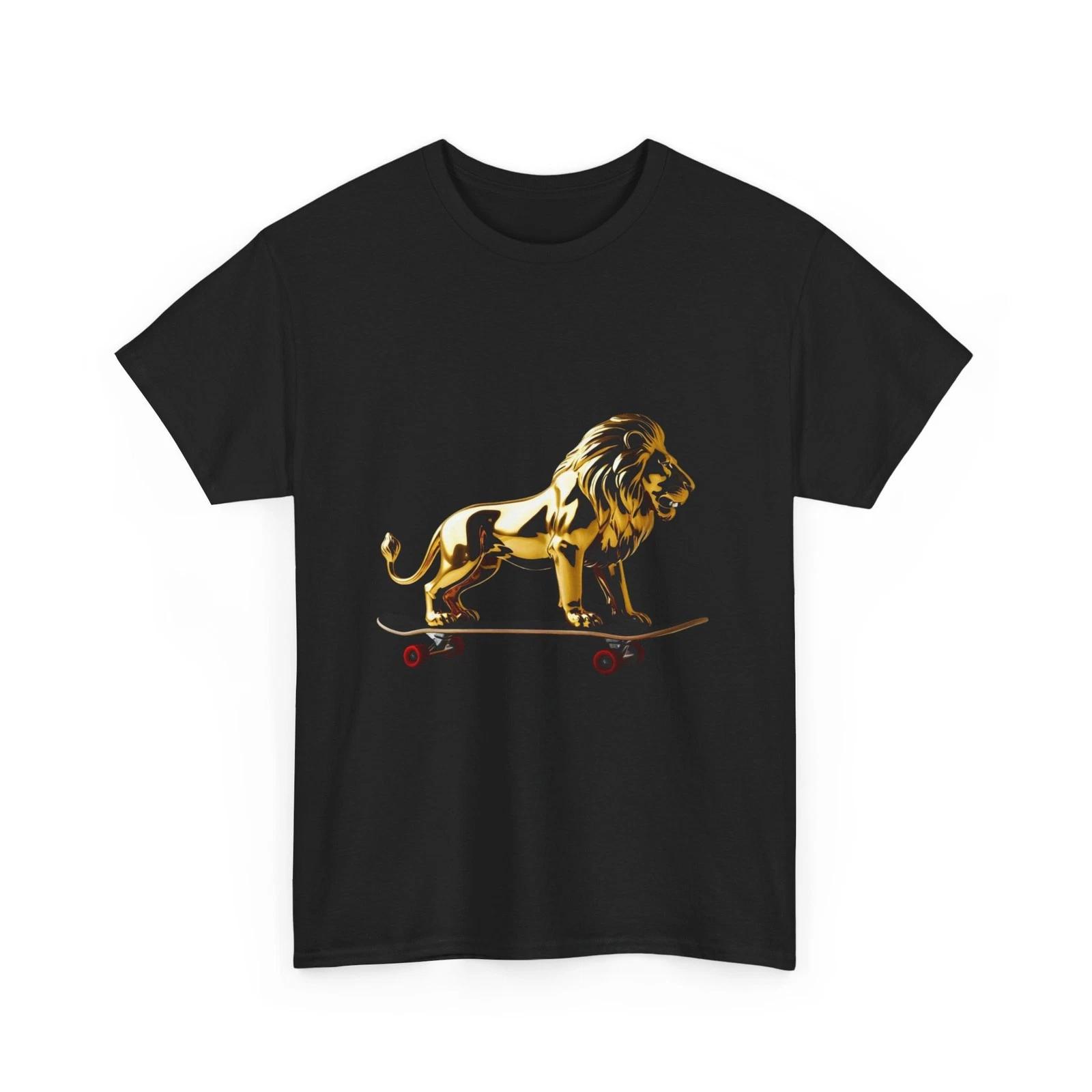 Gold Lion Skateboard T-Shirt Skateboard Streetwear Graphic T-Shirt S
