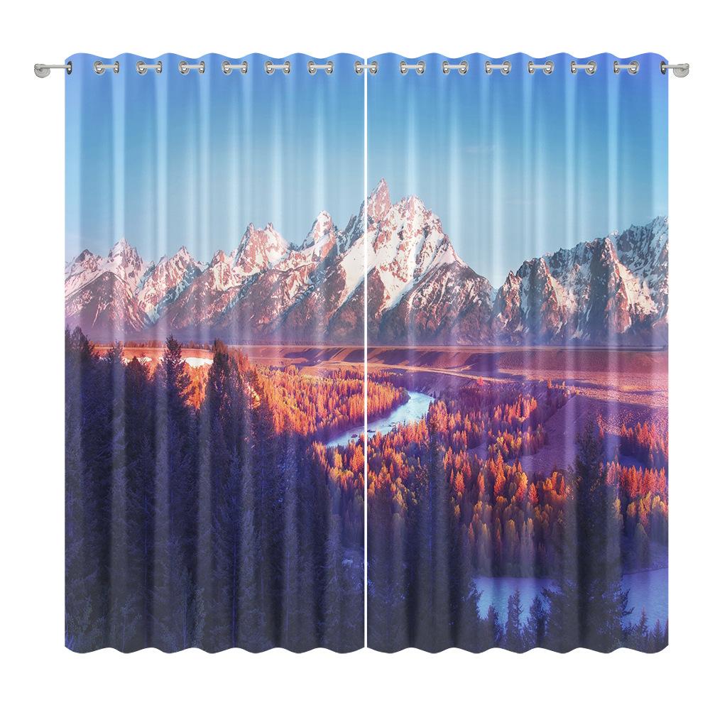 Landscape Curtain Cloth Bedroom Living Room Balcony Blackout Curtain Office Hotel Insulation Curtain