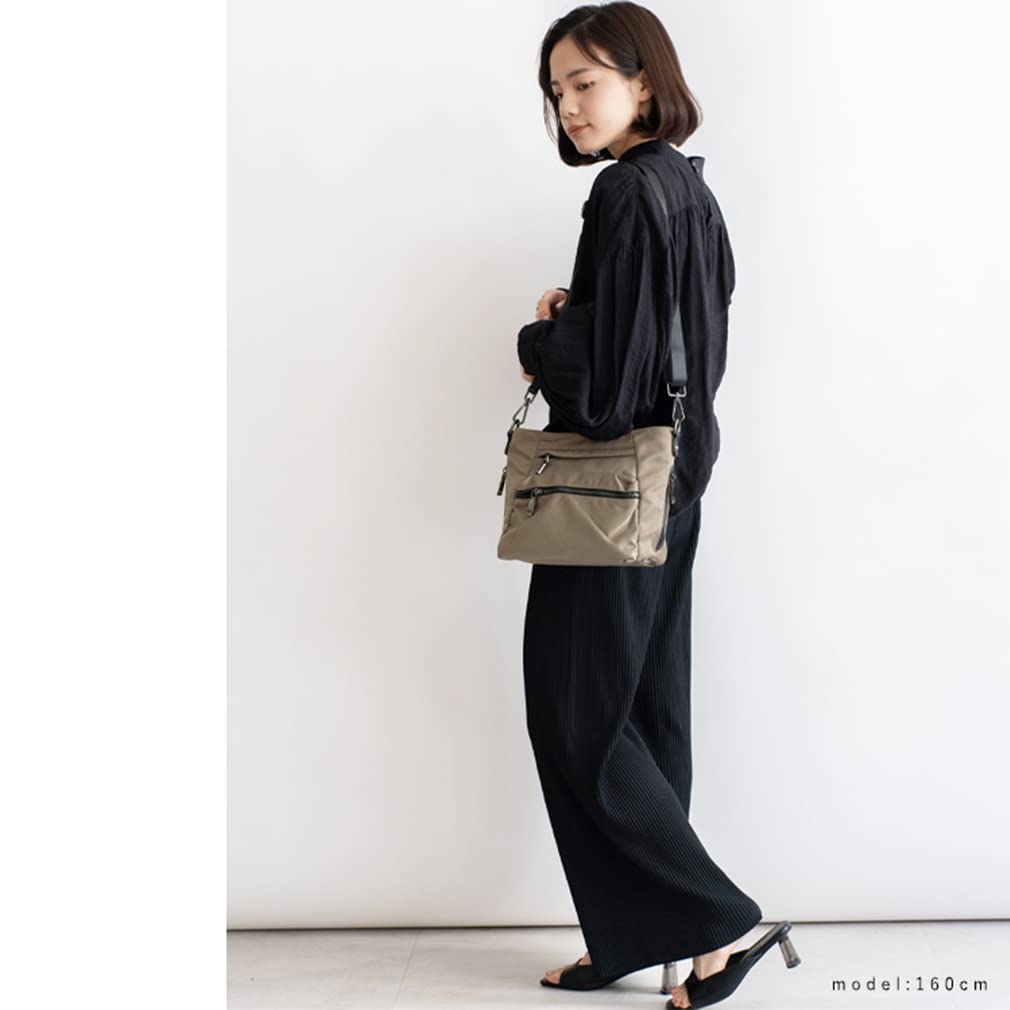 VITAFELICE 10-Pocket Nylon Shoulder Bag for Women, nsb-30012z (Gray Beige)