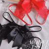 Open Crotch Lace Thong - See-Through, Low Waist, Sexy, Large Size, Bow Detail.