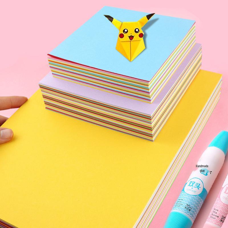 Square Colored Children's Origami Paper Cranes & Christmas Tree Craft Pack