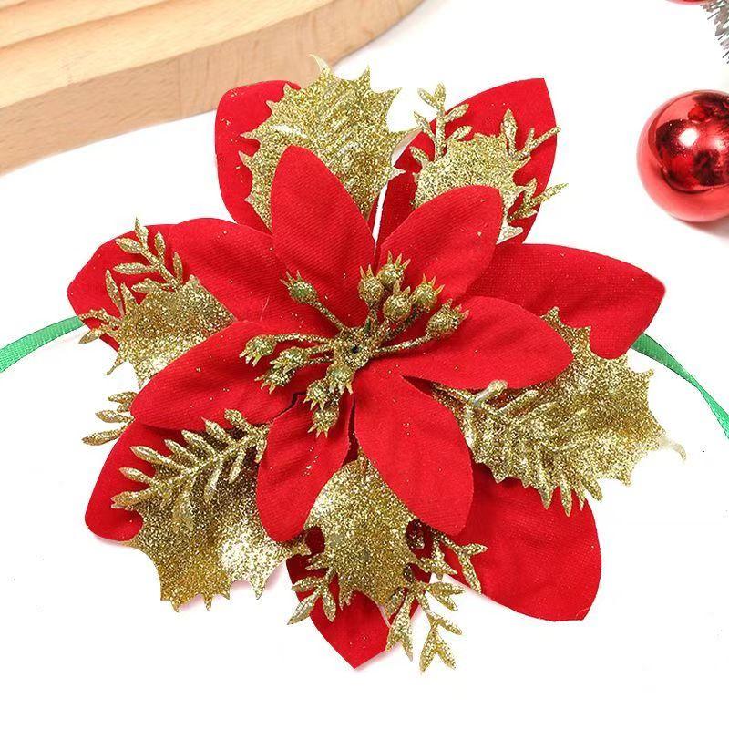 

10 шт. рождественские цветы блестящие искусственные пуансеттия цветочные рождественские елочные украшения DIY гирлянды домашний декор для свадебной вечеринки 10PC