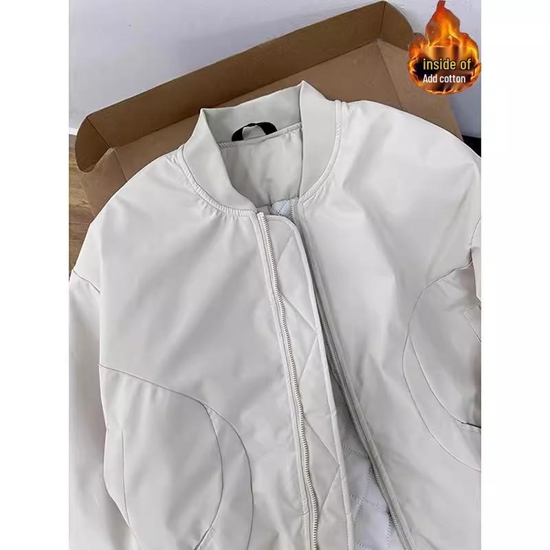 Men's American Style Thickened Flight Jacket for Autumn and Winter - Cotton Padded, Clean Fit Baseball Coat