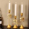 Mirror Finish Bowknot Candle Holders Vintage Iron Candlestick Decorative Stand  Wedding Decor