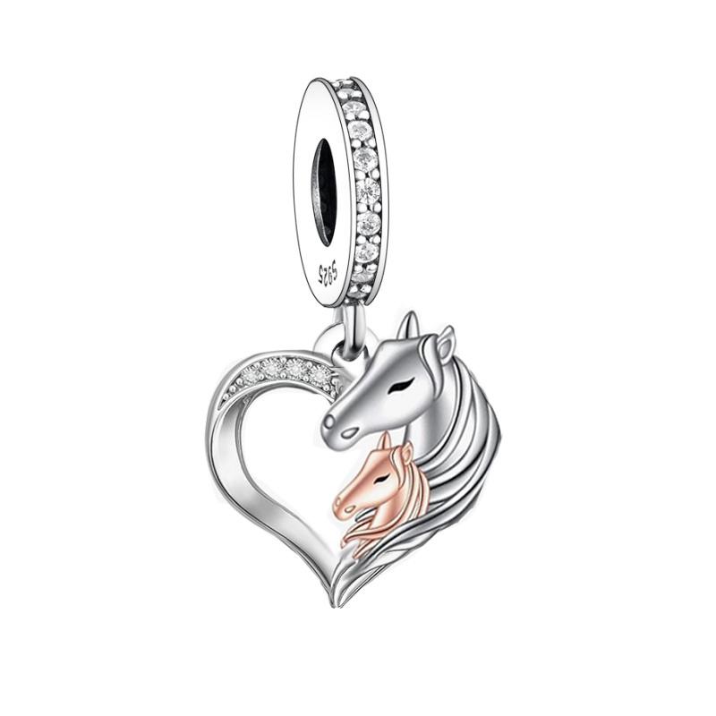 

925 Silver Horse Charm Bracelet For Women Best Friends Bead Pets Lover Berloque Fit Original Pan Jewelry