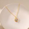 Geometric Round Disc Pendant Evil Eye Design Niche Light Luxury O Chain Clavicle Necklace