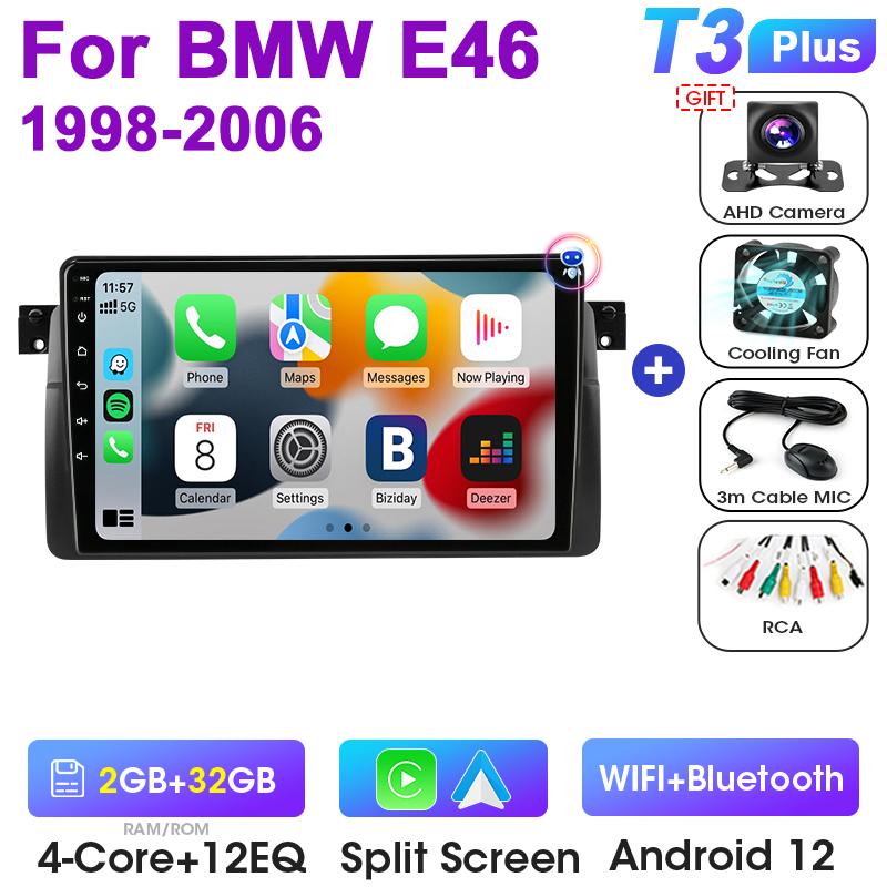 Android 12 Car Radio For BMW E46 M3 X5 1998-2006 2 Din GPS Navigation 4G Carplay Auto Stereo Intelligent Systems Smart Autoradio