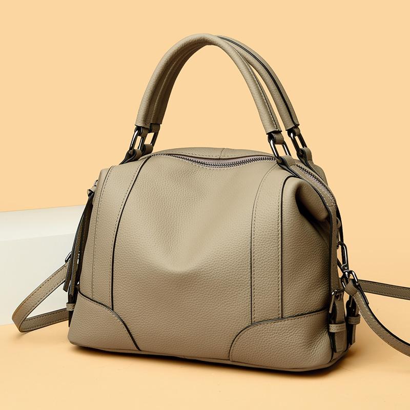 High Quality Genuine Leather Large Capacity Shoulder Crossbody Bag for Women 2026 Luxury Solid Color Cow Leather Female Handbags