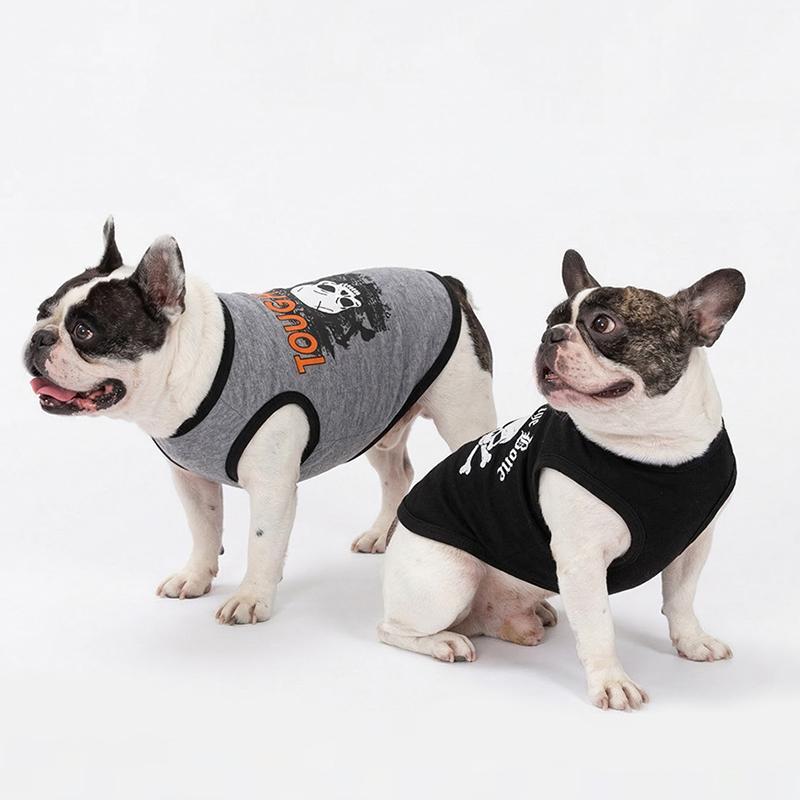 Punk Skull Print Eco-Friendly Comfortable Pet Vest for Small Dogs Cats Lightweight Sleeveless Tank Top Summer Breathable