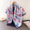 Fresh color small fish simulation silk printing high-end shawl large square scarf sunscreen scarf scarf silk scarf headscarf