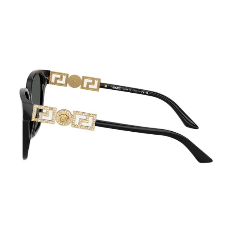 Versace Rhinestone Decoration On Temples Acetate Metal Irregular Sunglasses Women's Black 12146071 O4471B-OGB18756_ONUL-black 56