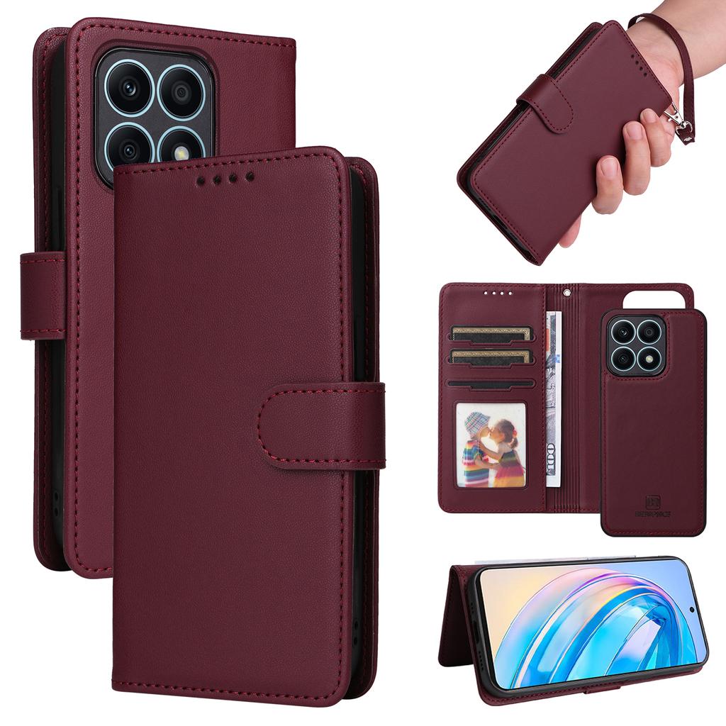 For Honor X8a 4G Magnetic Case BETOPNICE Detachable PU Leather Phone Cover with Strap
