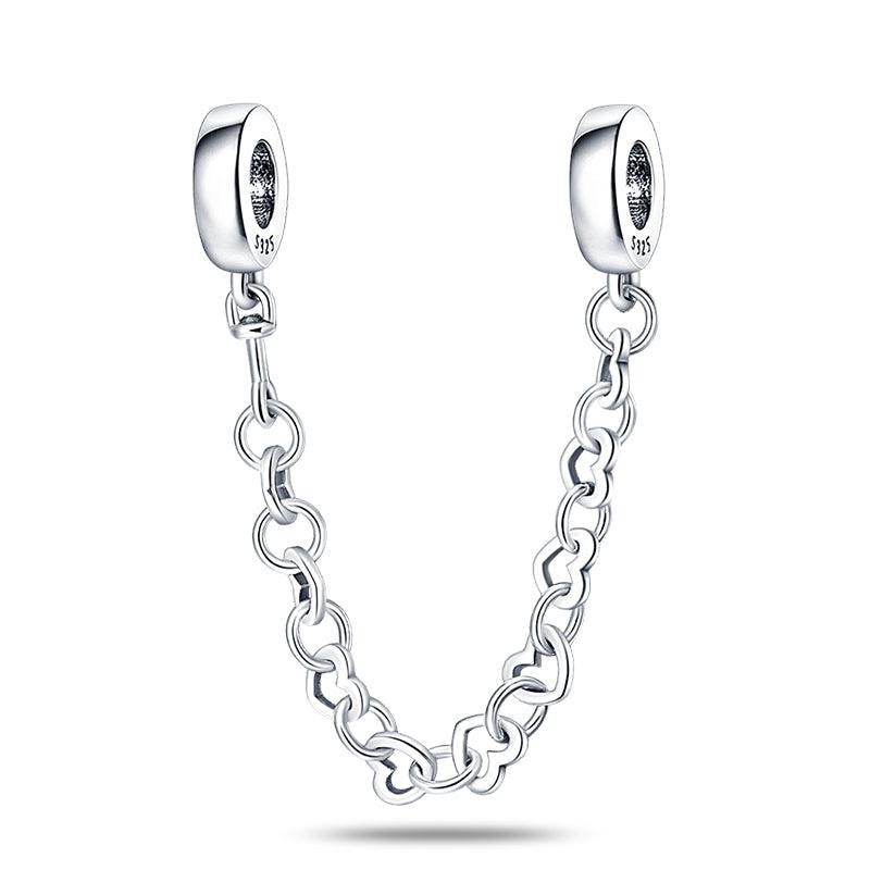 925 Silver Star Moon Crown Pendant DIY Bracelet Spacer Bead Women Jewelry Safety Chain New