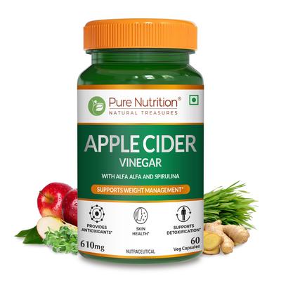 Pure Nutrition ACV Apfelessig Tabletten | Heißhunger kontrollieren | ACV zur Gewichtsabnahme & Entgiftung mit Weizengras & Spirulina für gesteigertes Wohlbefinden