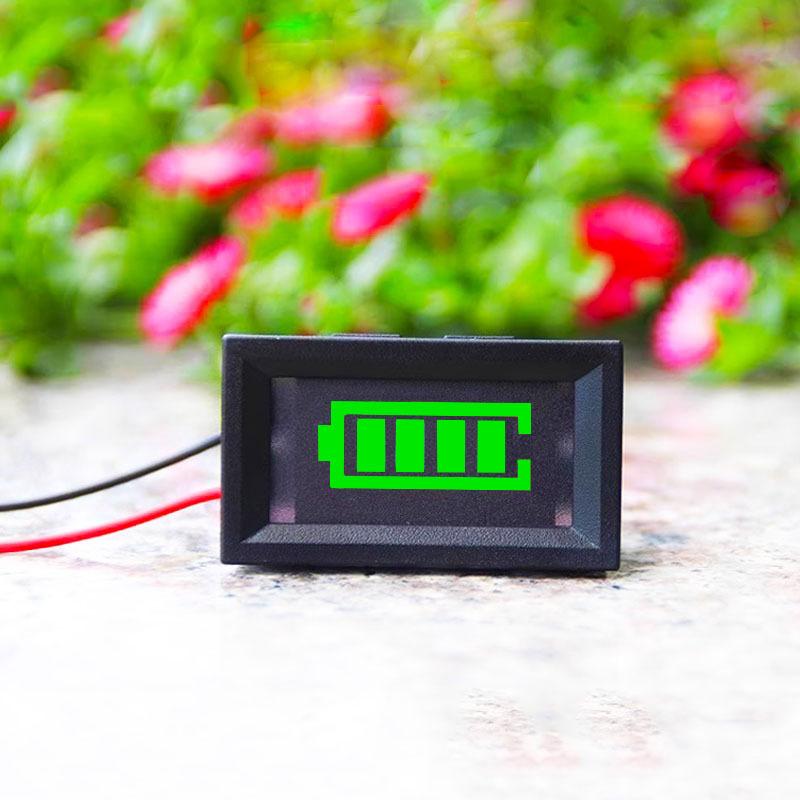 Two-Line Electric Vehicle Voltage Meter, Battery, Battery Charge Percentage Display Meter