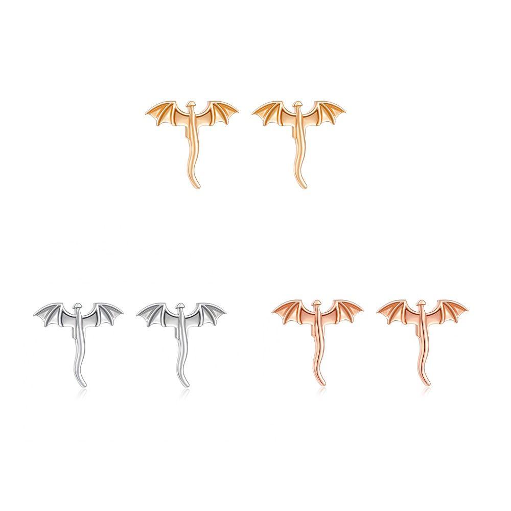 Personality Metal Stud Earrings Small Flying Dragon Stud Earrings Vintage Dragon Earrings  Daily