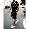 Zwarte T-shirt en short set met stippen voor heren