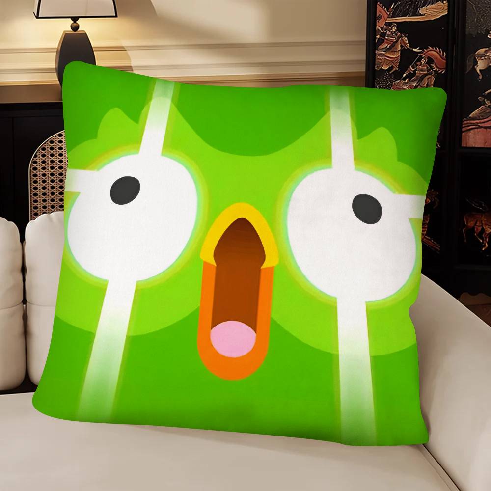 DDuolingo Pillow Case Fashion Square Pillowcase Bedroom Sofa Room Ins Decoration Leisure