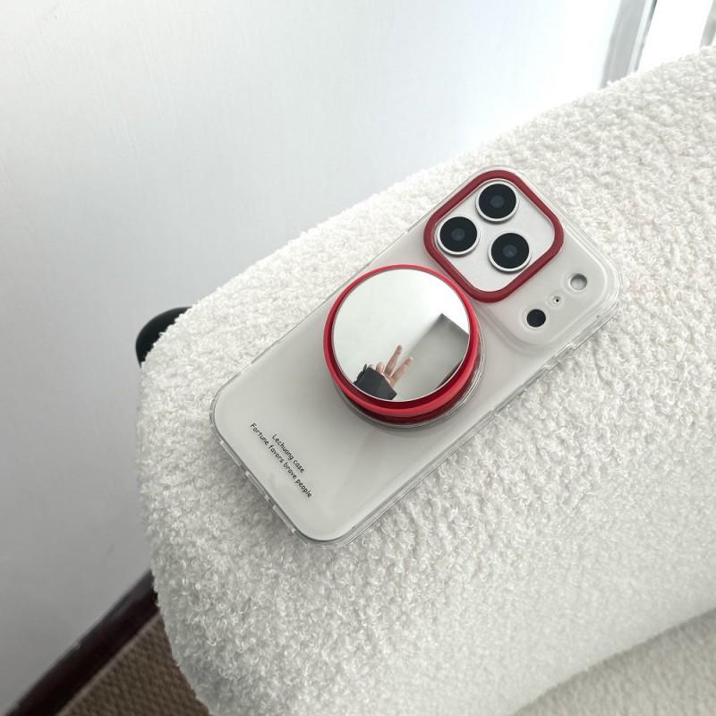 Magnetic Snap-on Phone Case With Mirror Kickstand IPhone 17 Pro Max 16 15 14 13 Drop Protection Soft TPU Gel Cover