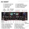 888BT HiFi Digital Bluetooth Amplifiers Dynamic Screen Stereo Sound AMP For Home Car Meeting Karaoke Cinema Max 4000W
