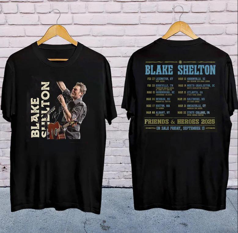 Blake Shelton Signature Shirt Blake Shelton Friends and Heroes Tour 2025 Shirt Unisex T-Shirt L
