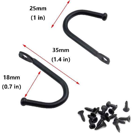 Antrader Early American Single Iron Hooks, Decorative Colonial Wall Door Key Coat Bag Hanger Hook, 1.4" x 1" Black, Pack of 10