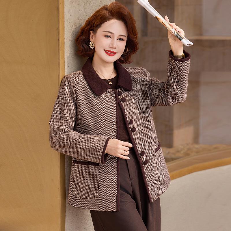 

Chic Plaid Spring Coat for Fashionable Mothers 50+ 4XL (For 140-150 lbs)