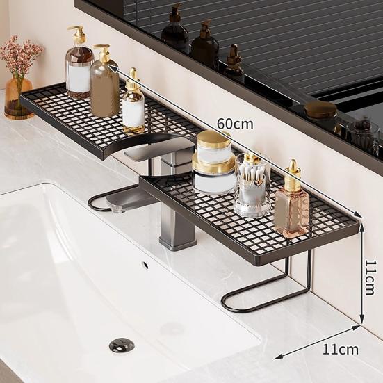 Faucet Holder U-Shaped Large Capacity Design Organizer No Drilling Waterproof Rust-Proof Drainage Rack for Toothbrushes Cups Facial Cleanser