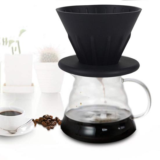 1 set cupă filtru pliabilă reutilizabilă cu suport pentru pahare din silicon Manual pentru 1-2 persoane Filtru cu picurare de cafea Con pentru casă