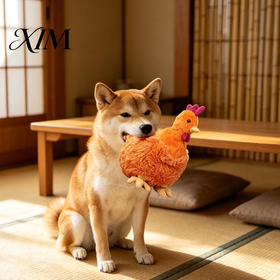 Interactive Companionship Toys for Dogs Simulated Chicken Plush Dog Toy, Squeaky Chew Toy Corgi, Durable Bite Resistant Snuffle Pets Pet Training And