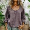 Bluză de damă cu guler rotund și nasturi, decorată cu mânecă lungă, pulover, topuri solide